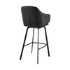 30" Black Faux Leather and Black Metal Swivel Bar Stool