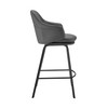 30" Gray Faux Leather and Black Metal Swivel Bar Stool