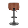 Adjustable Black Faux Leather Black Steel and Walnut Bar Stool