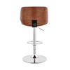 Adjustable Gray Faux Leather Chrome and Walnut Bar Stool