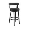 30" Chic Black Faux Leather with Black Finish Swivel Bar Stool