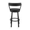 30" Chic Black Faux Leather with Black Finish Swivel Bar Stool