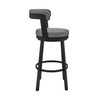 30" Chic Grey Faux Leather with Black Finish Swivel Bar Stool