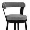 30" Chic Grey Faux Leather with Black Finish Swivel Bar Stool