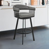 26" Mod Grey Faux Leather Black Finish Swivel Bar Stool