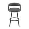 26" Mod Grey Faux Leather Black Finish Swivel Bar Stool