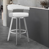 26" Mod White Faux Leather Brushed Silver Finish Swivel Bar Stool