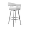 26" Mod White Faux Leather Brushed Silver Finish Swivel Bar Stool