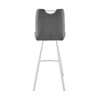 26" Grey Faux Leather and Brushed Stainless Steel Counter Stool