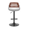 Gray Faux Leather and Walnut Wood Adjustable Bar Stool