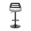 Gray Faux Leather & Black Wood Adjustable Bar Stool