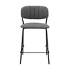 26" Mod Grey Faux Leather Bar Stool with Black Metal Frame