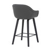 30" Grey Faux Leather Bar Stool with Wooden Frame