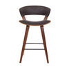 Dark Brown Faux Leather and Wood Modern Bar Stool