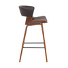 Dark Brown Faux Leather and Wood Modern Bar Stool