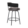 26" Gray Faux Leather Modern Swivel Bar Stool