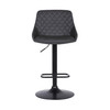 Grey Faux Leather and Black Metal Back Tufted Adjustable Bar Stool