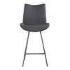 26" Elegant Grey Faux Leather Brushed Gray Metal Finish Armless Bar Stool