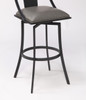 30" Gray Faux Leather and Metal Square Seat Swivel Bar Stool