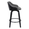 26" Gray Swivel Faux Leather Black Wooden Bar Stool