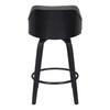 30 Gray Swivel Faux Leather Black Wooden Bar Stool