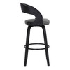 Gray Faux Leather Modern Black Wooden Bar Stool