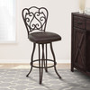 30" Dark Espresso Scroll Back Metal Swivel Bar Stool