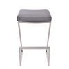 26" Contempo Grey Faux Leather and Stainless Backless Bar Stool