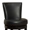 26" Black Faux Leather Round Seat Black Wood Swivel Armless Bar Stool