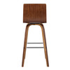 30 Brown Faux Leather Wooden Swivel Bar Stool