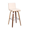 30 Cream Faux Leather Wooden Swivel Bar Stool