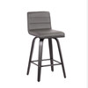 26 Gray Faux Leather Black Wooden Swivel Bar Stool