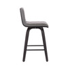 26 Gray Faux Leather Black Wooden Swivel Bar Stool