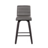 26 Gray Faux Leather Black Wooden Swivel Bar Stool