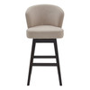 26" Tan Espresso Wood Fabric Swivel Bar Stool