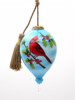 Red Cardinal on Christmas Holly Branches Hand Painted Mouth Blown Glass Ornament