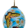 Daisy Delight and Butterflies Hand Painted Mouth Blown Glass Ornament