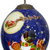 Snowmen Family Watching Santa on a Sleigh Hand Painted Mouth Blown Glass Ornament