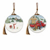 Snowy Mountains Ski Rental Hand Painted Mouth Blown Glass Ornament