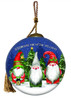 Casual Gnomes in Christmas Mode Hand Painted Mouth Blown Glass Ornament