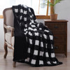 Reversible Buffalo Black and White Faux Rabbit Fur and Sherpa Throw Blanket