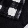 Reversible Buffalo Black and White Faux Rabbit Fur and Sherpa Throw Blanket