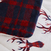 Deer Head Red Navy Printed Velvet and Velvet Throw Blanket