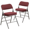 2 Pack HERCULES Series Premium Curved Triple Braced & Double Hinged Burgundy Fabric Metal Folding Chair