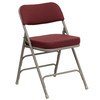 2 Pack HERCULES Series Premium Curved Triple Braced & Double Hinged Burgundy Fabric Metal Folding Chair