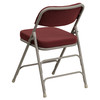 2 Pack HERCULES Series Premium Curved Triple Braced & Double Hinged Burgundy Fabric Metal Folding Chair