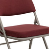 2 Pack HERCULES Series Premium Curved Triple Braced & Double Hinged Burgundy Fabric Metal Folding Chair