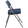 2 Pack HERCULES Series Premium Curved Triple Braced & Double Hinged Navy Fabric Metal Folding Chair