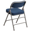 2 Pack HERCULES Series Premium Curved Triple Braced & Double Hinged Navy Fabric Metal Folding Chair