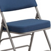 2 Pack HERCULES Series Premium Curved Triple Braced & Double Hinged Navy Fabric Metal Folding Chair